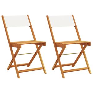vidaXL Skladacie stoličky 2 ks, kr&eacute;movo biele, mas&iacute;vne drevo, ak&aacute;cia a l&aacute;tka