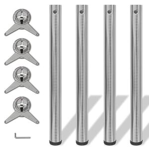 Stolov&eacute; nohy s nastaviteľnou v&yacute;&scaron;kou, br&uacute;sen&yacute; nikel 710 mm 4 ks