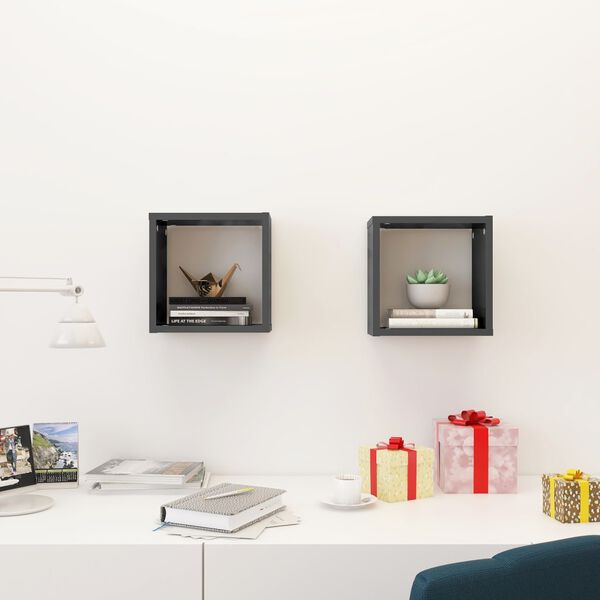 vidaXL N&aacute;stenn&eacute; police 2 ks leskl&eacute; siv&eacute; 26x15x26 cm