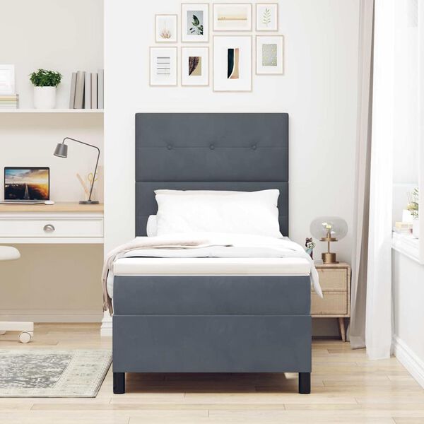 vidaXL Posteľ s pružinov&yacute;m r&aacute;mom Tmavo &scaron;ed&aacute; 80 x 200 cm l&aacute;tka