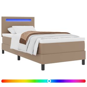 vidaXL Posteľ s pružinov&yacute;m r&aacute;mom Kapuč&iacute;nov&aacute; 90 x 200 cm Umel&aacute; koža