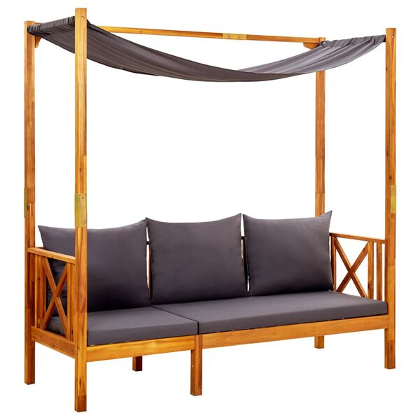 vidaXL Z&aacute;hradn&aacute; lavička so stol&iacute;kom a opierkami na nohy ak&aacute;ciov&yacute; mas&iacute;v