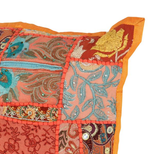 vidaXL Vank&uacute;&scaron;e patchwork 2 ks ručne vyroben&eacute; 45x45 cm oranžovo-zelen&eacute;