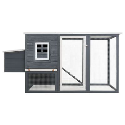 vidaXL Vonkajšia klietka/domček pre sliepky s 1 hniezdom, sivá, drevo
