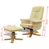 vidaXL Kreslo s podnožkou, kr&eacute;movo biele, umel&aacute; koža