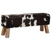 vidaXL lavička 110 x 30 x 45 cm Skutočn&aacute; koža Čierna a biela