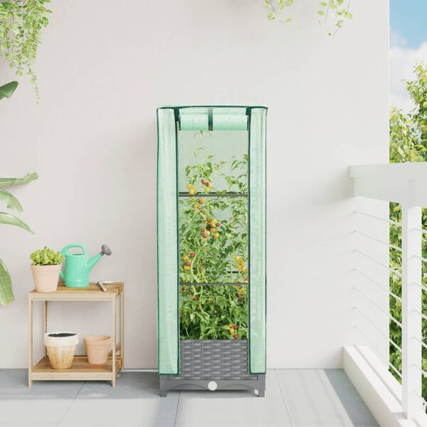 vidaXL Z&aacute;hon s krytom na sklen&iacute;k ratanov&yacute; vzhľad 40x40x123 cm