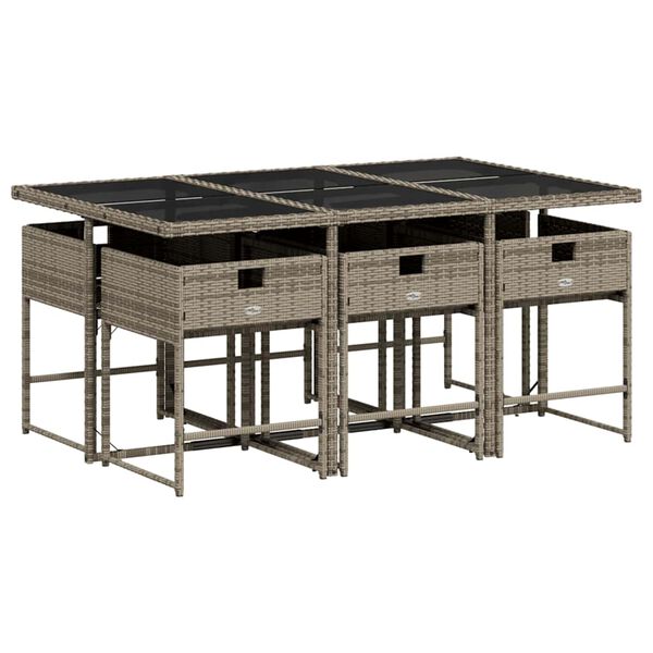 vidaXL 7-dielna z&aacute;hradn&aacute; jed&aacute;lensk&aacute; sada s podložkami siv&aacute; polyratan