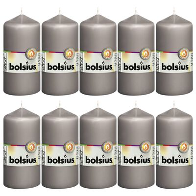 Bolsius Valcové sviečky 10 ks 120x58 mm teplé sivé