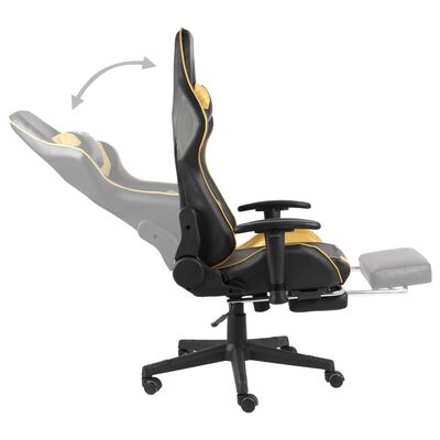 vidaXL Otočná herná stolička s opierkou nôh zlatá PVC