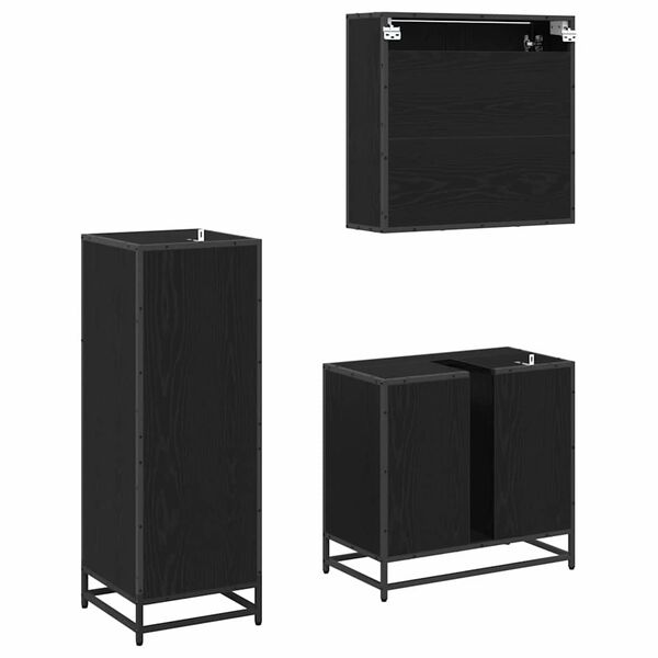 vidaXL Sada k&uacute;peľňov&eacute;ho n&aacute;bytku 3 pcs Čierny dub Kompozitn&eacute; drevo