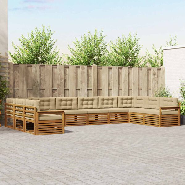 vidaXL S&uacute;pravy pohoviek 4 pcs Pr&iacute;rodn&aacute; a b&eacute;žov&aacute; Pevn&eacute; ak&aacute;ciov&eacute; drevo