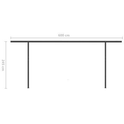 vidaXL Ručne zaťahovacia markíza so stĺpikmi 6x3,5 m krémová