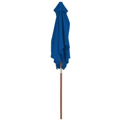 vidaXL Vonkajší slnečník s drevenou tyčou modrý 150x200 cm