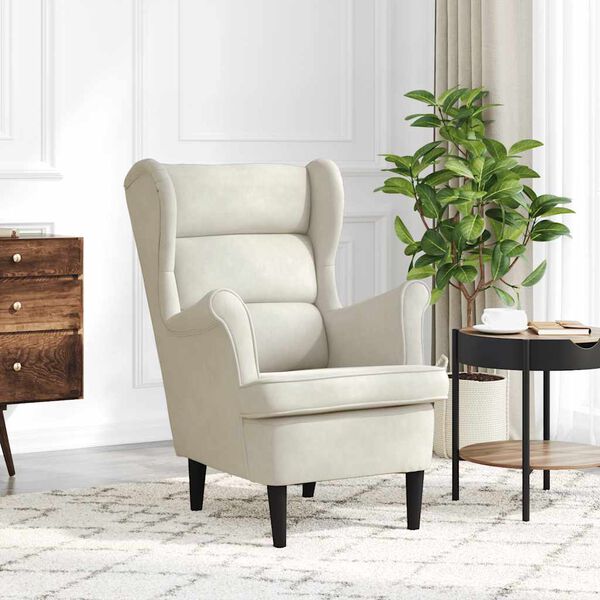 vidaXL Kreslo kr&eacute;movo-biele zamat