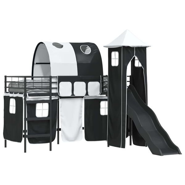 vidaXL R&aacute;m poschodovej postele pre deti Čierna 100 x 190 cm Kov