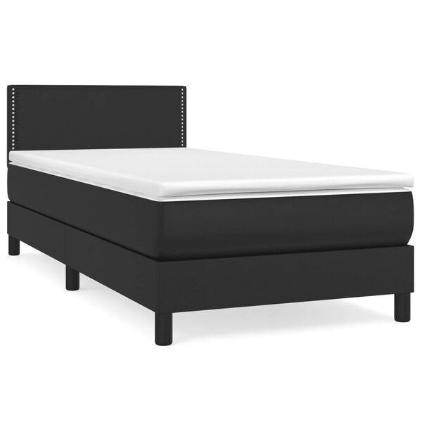 vidaXL Boxspring posteľ s matracom čierna 90x200 cm umel&aacute; koža