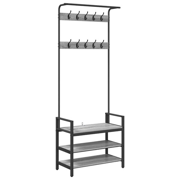 vidaXL Ve&scaron;iak s poličkou Siv&yacute; Sonoma 75 x 34 x 184 cm Kompozitn&eacute; drevo