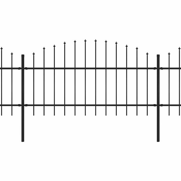 vidaXL Z&aacute;hradn&yacute; plot s hrotmi, oceľ (1-1,25)x13,6 m, čierny