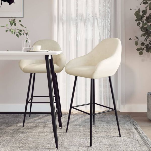 vidaXL Barové stoličky 2 ks krémové zamatové
