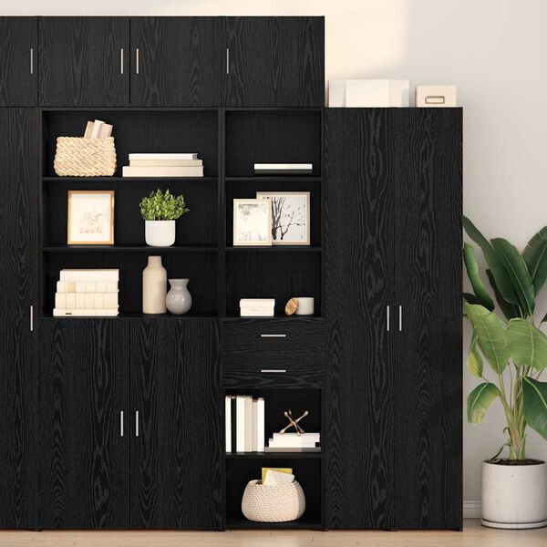 vidaXL Highboard Čierny dub 45 x 42,5 x 185 cm Kompozitn&eacute; drevo