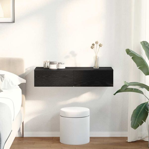 vidaXL N&aacute;stenn&aacute; polica so z&aacute;suvkami čierna 80x33x17cm kompozitn&eacute; drevo