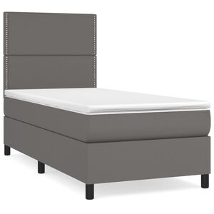vidaXL Boxspring posteľ s matracom siv&aacute; 90x190 cm umel&aacute; koža