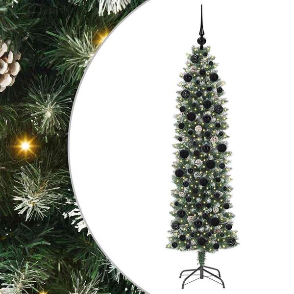 vidaXL Umel&yacute; chud&yacute; vianočn&yacute; strom s 300 LED-i Zelen&aacute; a biela 180 cm