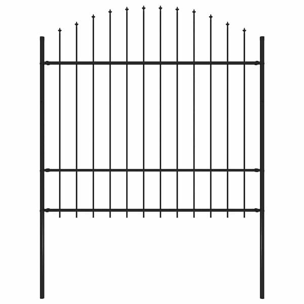 vidaXL Z&aacute;hradn&yacute; plot Woerden s vrchnou časťou v tvare o&scaron;tepu, oceľov&yacute; 170x175 cm, čierny