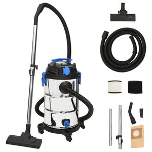 vidaXL Vys&aacute;vač mokr&yacute;/such&yacute; 1200 W 30 l strieborn&yacute;