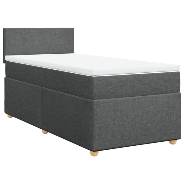 vidaXL Boxspring posteľ s matracom tmavosiv&aacute; 90x190 cm l&aacute;tka