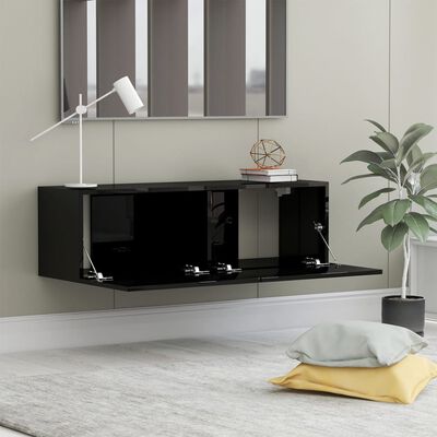 vidaXL TV skrinka, lesklá čierna 100x30x30 cm, kompozitné drevo