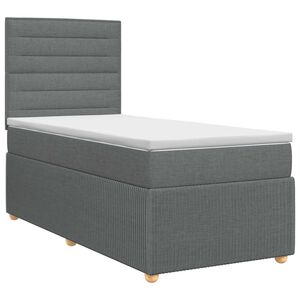 vidaXL Posteľ boxspring s matracom Tmavosiv&aacute; Jednoduch&yacute; L&aacute;tka