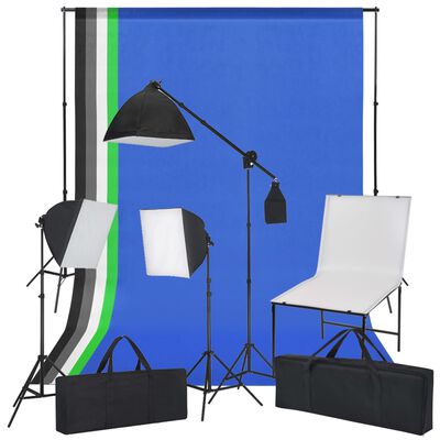 vidaXL Fotografická štúdiová súprava s foto stolom, svetlami a farebnými pozadiami