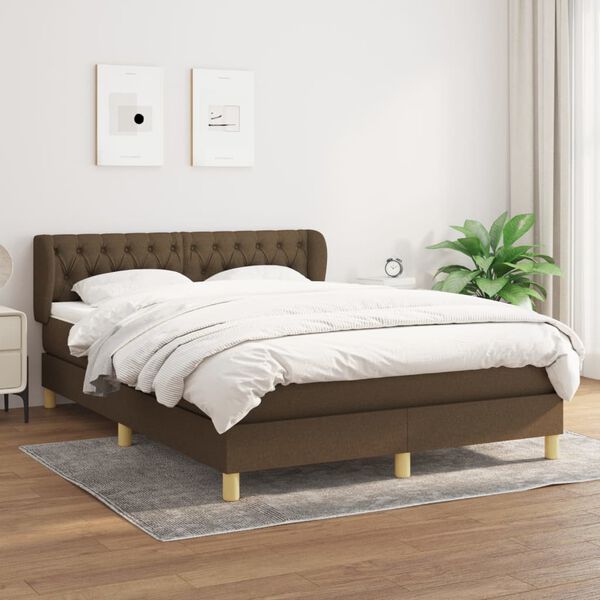 vidaXL Boxspring posteľ s matracom tmavohned&aacute; 140x200 cm l&aacute;tka