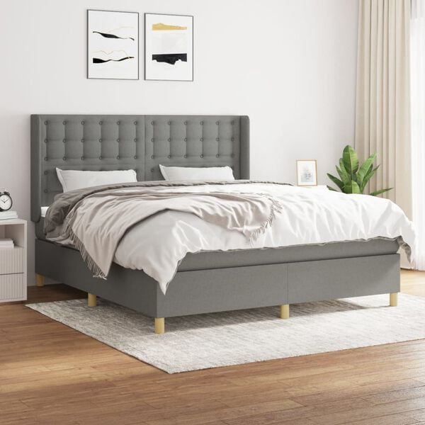 vidaXL Boxspring posteľ s matracom tmavosiv&aacute; 180x200 cm l&aacute;tka