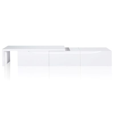 Rozšíriteľný TV stolík lesklý biely 240cm