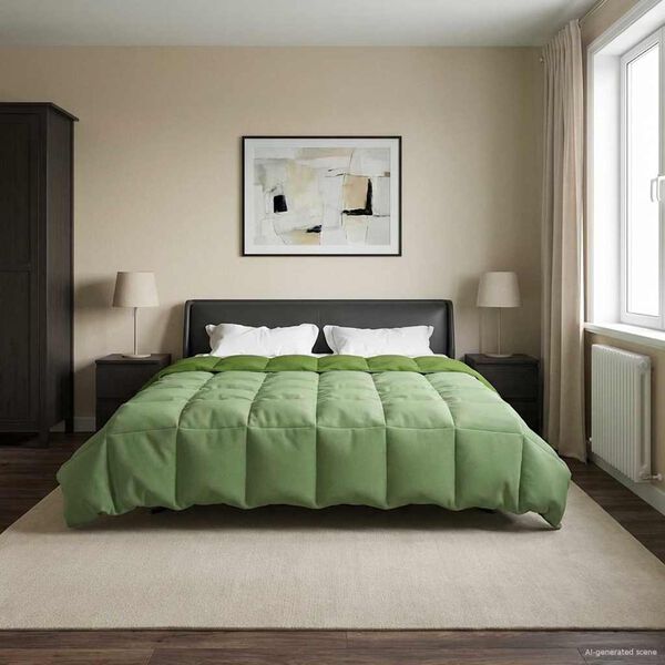 vidaXL Zimn&yacute; prehoz &Scaron;nurovan&yacute; Zelen&aacute; 200 x 220 cm Mikrovl&aacute;kno