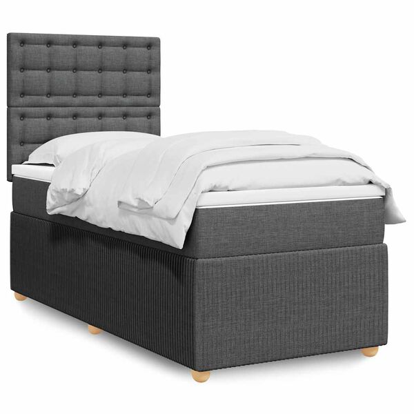 vidaXL Boxspring posteľ s matracom tmavosivá 90x190 cm látka