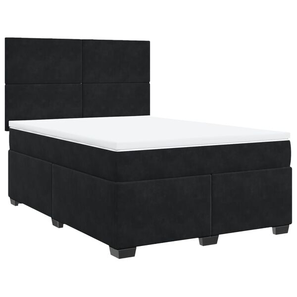 vidaXL Posteľn&yacute; r&aacute;m boxspring s matracom čierny 140x190 cm zamat