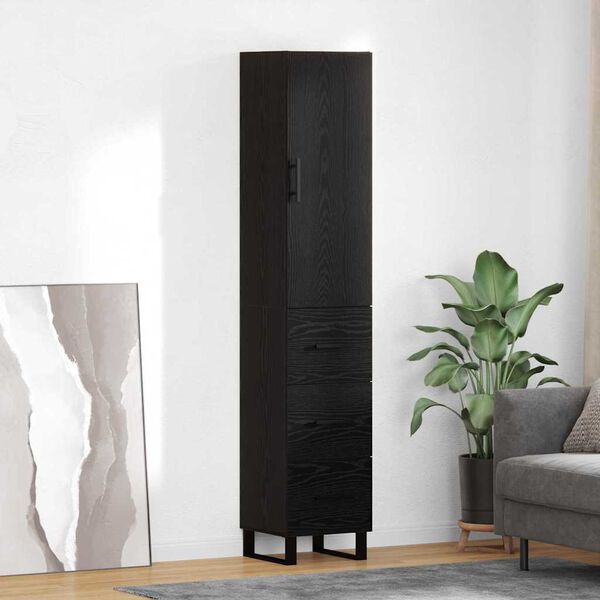 vidaXL Highboard Čierny dub 34,5 x 34 x 180 cm Kompozitn&eacute; drevo