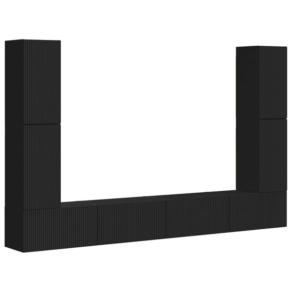 vidaXL Zostava TV skriniek 8 pcs Čierna Kompozitn&eacute; drevo