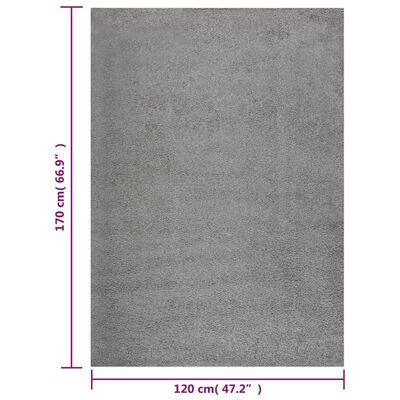 vidaXL Chlpatý koberec s vysokým vlasom sivý 120x170 cm