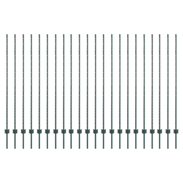 vidaXL Plotové stĺpy 22 pcs Zelená 200 cm Oceľ