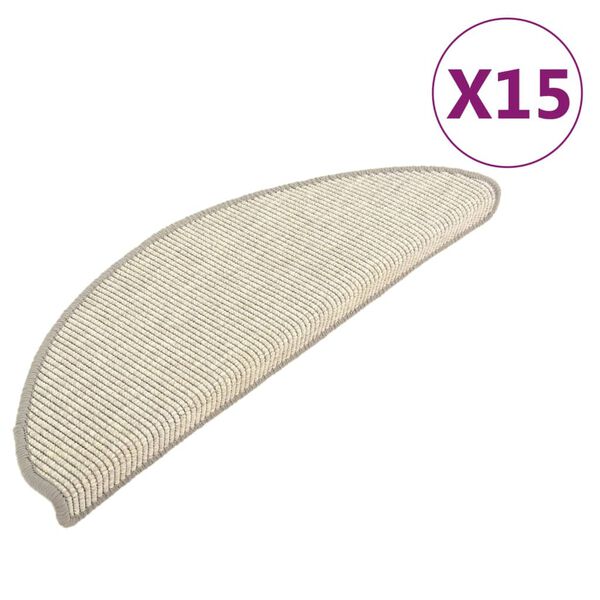 vidaXL Schodové rohože 15 ks 65x21x4 cm strieborné polkruhové veľké