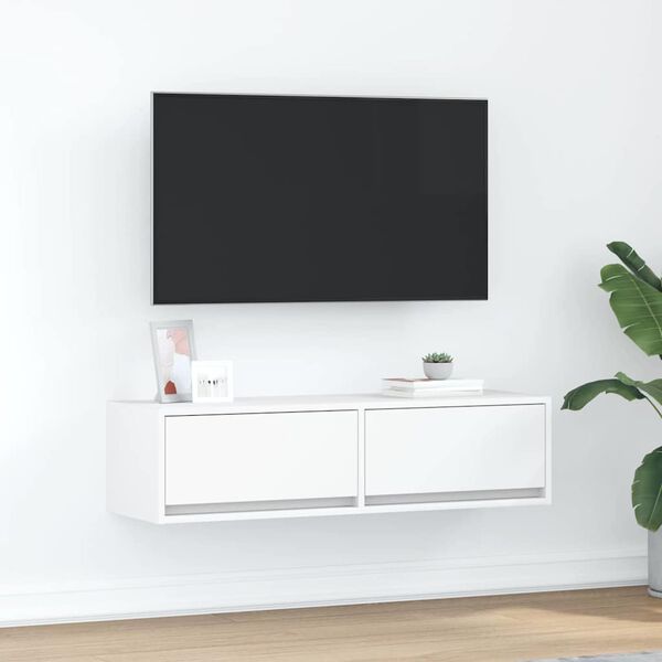 vidaXL TV skrinka N&aacute;stenn&yacute; Biela 100 x 31 x 25.5 cm Kompozitn&eacute; drevo