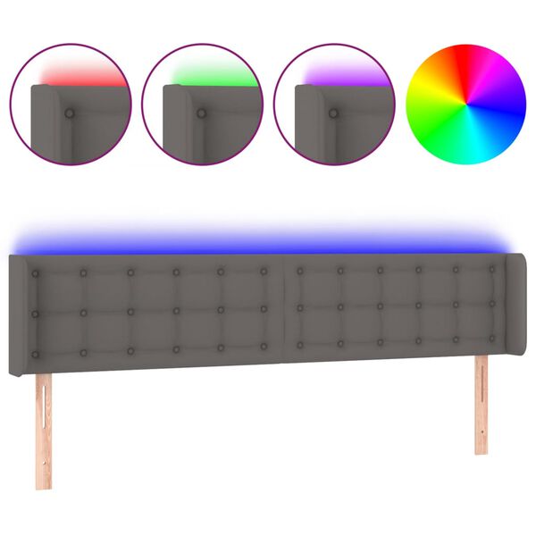 VidaXL Čelo postele siv&eacute; 163x16x78/88 cm umel&aacute; koža