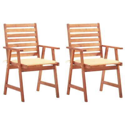 vidaXL Vonkajšie jedálenské stoličky s podložkami 2 ks masívna akácia