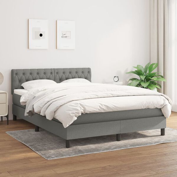 vidaXL Boxspring posteľ s matracom tmavosiv&aacute; 140x200 cm l&aacute;tka