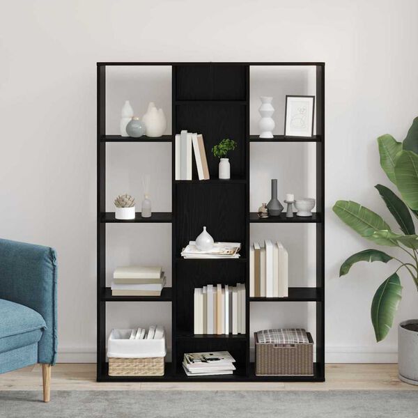 vidaXL Rozdeľovač miestnosti s poličkou Čierny dub 100 x 24 x 140 cm